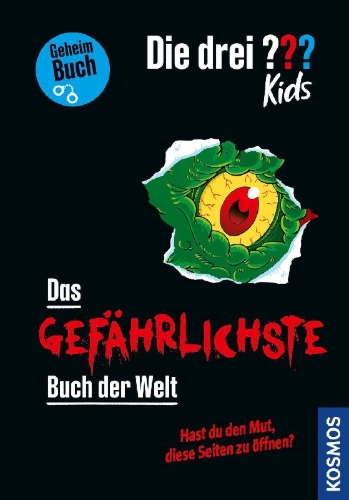 Buchcover und Innenansicht für das Buch: Die drei ??? Kids, Das gefährlichste Buch der Welt