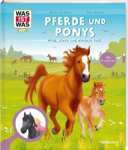 Buchcover und Innenansicht für das Buch: WAS IST WAS Kids Pferde und Ponys. Wild, stark und einfach toll!