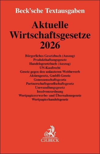 Buchcover und Innenansicht für das Buch: Aktuelle Wirtschaftsgesetze 2026