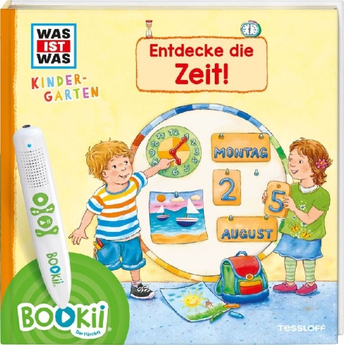 Buchcover und Innenansicht für das Buch: BOOKii® WAS IST WAS Kindergarten Entdecke die Zeit!