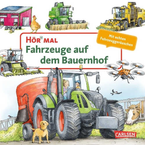 Buchcover und Innenansicht für das Buch: Hör mal (Soundbuch): Fahrzeuge auf dem Bauernhof