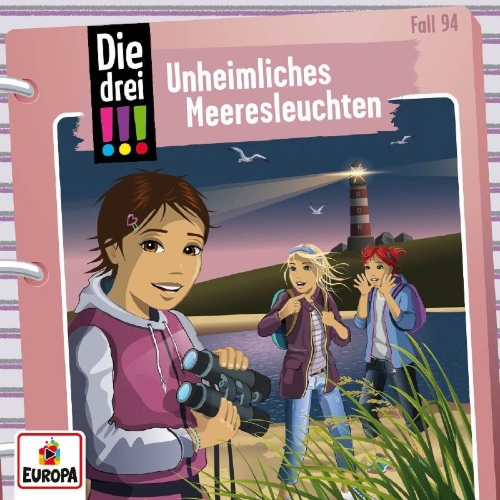 Buchcover und Innenansicht für das Buch: Die drei !!! 94: Unheimliches Meeresleuchten