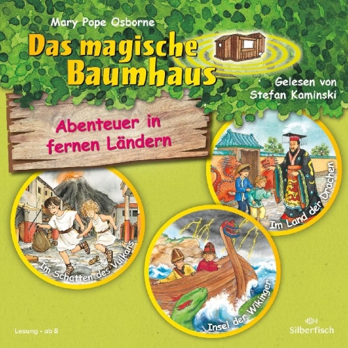 Buchcover und Innenansicht für das Buch: Abenteuer in fernen Ländern. Die Hörbuchbox (Das magische Baumhaus)