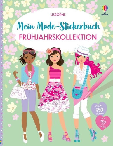 Buchcover und Innenansicht für das Buch: Mein Mode-Stickerbuch: Frühjahrskollektion