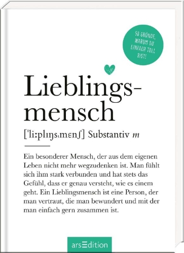 Buchcover und Innenansicht für das Buch: Lieblingsmensch (Substantiv, m)
