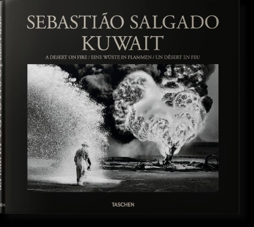 Buchcover und Innenansicht für das Buch: Sebastião Salgado. Kuwait. A Desert on Fire