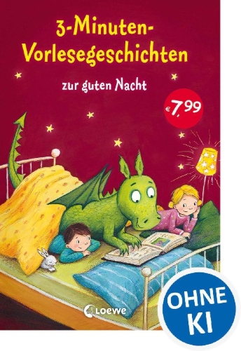 Buchcover und Innenansicht für das Buch: 3-Minuten-Vorlesegeschichten zur guten Nacht