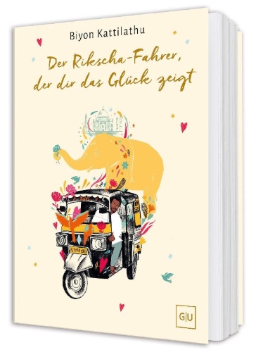 Buchcover und Innenansicht für das Buch: Der Rikscha-Fahrer, der dir das Glück zeigt