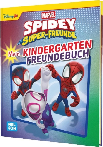 Buchcover und Innenansicht für das Buch: MARVEL Spidey und seine Super-Freunde: Mein Kindergarten Freundebuch