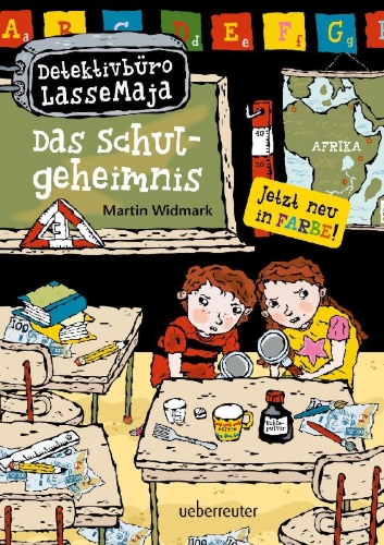 Buchcover und Innenansicht für das Buch: LasseMajas Detektivbyrå. Skolmysteriet