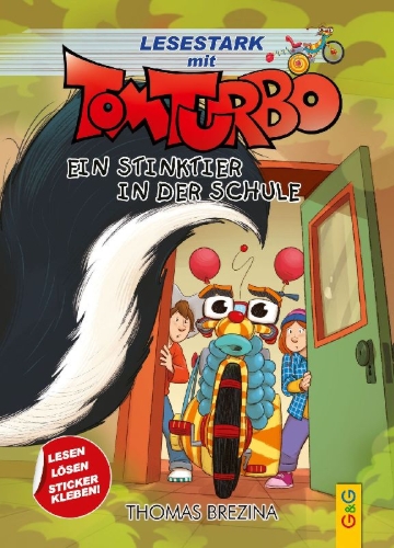 Buchcover und Innenansicht für das Buch: Tom Turbo - Lesestark - Ein Stinktier in der Schule