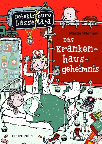 Buchcover und Innenansicht für das Buch: LasseMajas Detektivbyrå. Sjukhusmysteriet