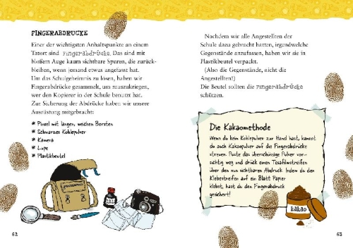 Buchcover und Innenansicht für das Buch: LasseMajas Detektivbyrå, LasseMajas Deckarhandbok