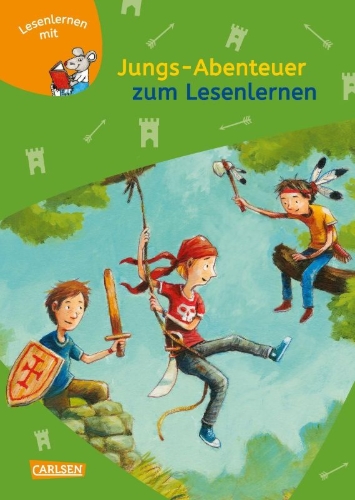 Buchcover und Innenansicht für das Buch: Jungs-Abenteuer zum Lesenlernen