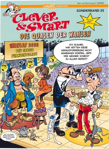 Buchcover und Innenansicht für das Buch: Mortadelo y Filemon: Elecciones