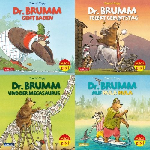 Buchcover und Innenansicht für das Buch: Maxi-Pixi-4er-Set 91: Neues von Dr. Brumm (4x1 Exemplar)