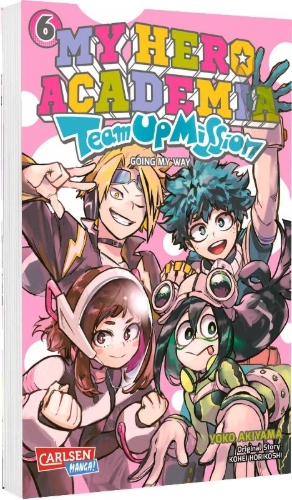 Buchcover und Innenansicht für das Buch: Boku no Hero Academia: Team Up Mission