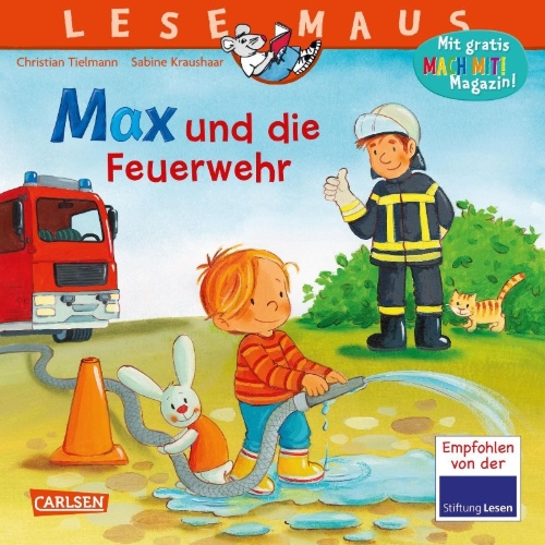 Buchcover und Innenansicht für das Buch: LESEMAUS 55: Max und die Feuerwehr