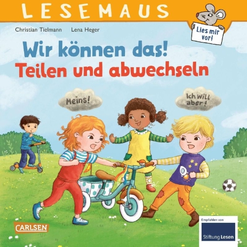 Buchcover und Innenansicht für das Buch: LESEMAUS 124: Wir können das! Teilen und abwechseln