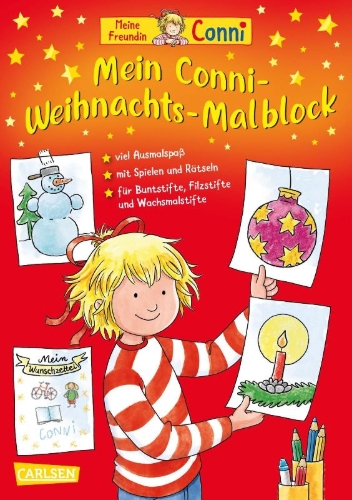 Buchcover und Innenansicht für das Buch: Mein Conni Weihnachts-Malblock