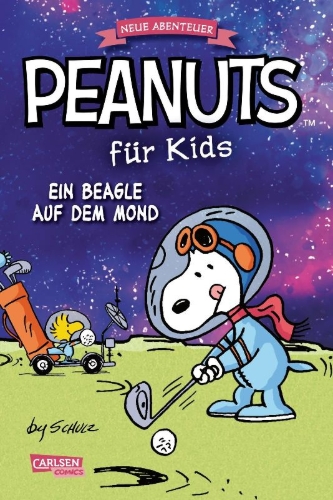 Buchcover und Innenansicht für das Buch: Peanuts für Kids - Neue Abenteuer 1: Ein Beagle auf dem Mond