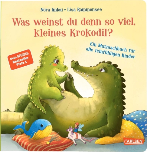 Buchcover und Innenansicht für das Buch: Was weinst du denn so viel, kleines Krokodil?
