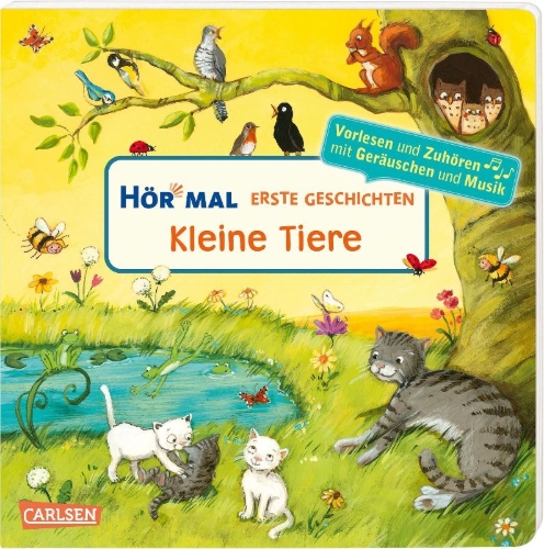 Buchcover und Innenansicht für das Buch: Hör mal (Soundbuch): Erste Geschichten: Kleine Tiere