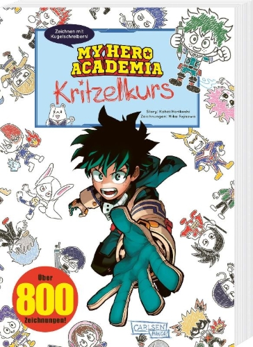 Buchcover und Innenansicht für das Buch: BALL-PEN DE KAKERU! BOKU NO HERO ACADEMIA KANTAN ILLUST GUIDE