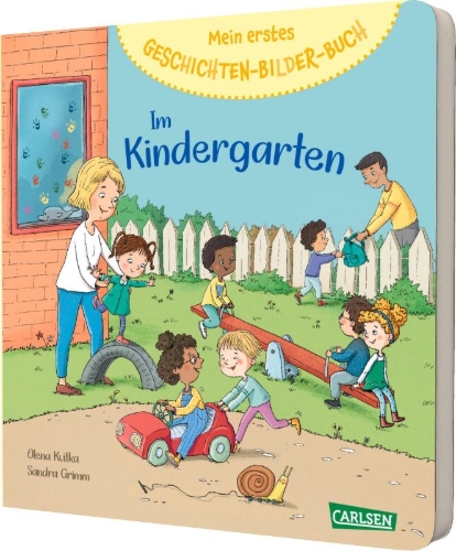 Buchcover und Innenansicht für das Buch: Mein erstes Geschichten-Bilder-Buch: Im Kindergarten