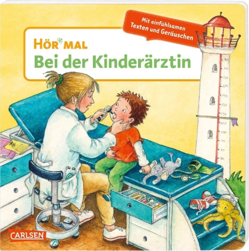 Buchcover und Innenansicht für das Buch: Hör mal (Soundbuch): Bei der Kinderärztin