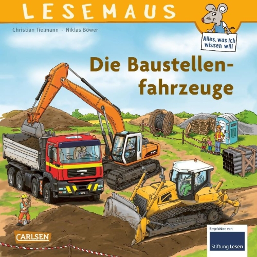 Buchcover und Innenansicht für das Buch: Die Baustellenfahrzeuge