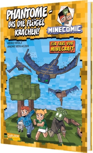 Buchcover und Innenansicht für das Buch: Phantome - bis die Flügel krachen! Für Fans von Minecraft