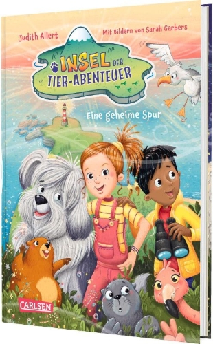 Buchcover und Innenansicht für das Buch: Insel der Tier-Abenteuer 1: Eine geheime Spur
