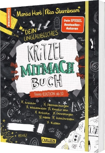 Buchcover und Innenansicht für das Buch: #buch4you: Dein unglaubliches Kritzel-Mitmach-Buch