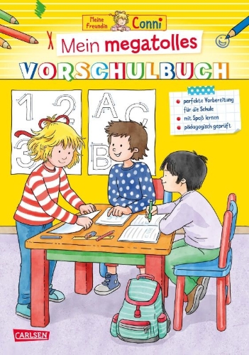 Buchcover und Innenansicht für das Buch: Conni Gelbe Reihe (Beschäftigungsbuch): Mein megatolles Vorschulbuch