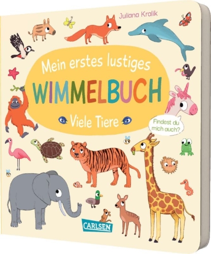 Buchcover und Innenansicht für das Buch: Mein erstes lustiges Wimmelbuch: Viele Tiere