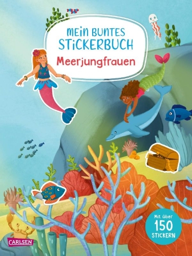 Buchcover und Innenansicht für das Buch: Mein buntes Stickerbuch: Meerjungfrauen