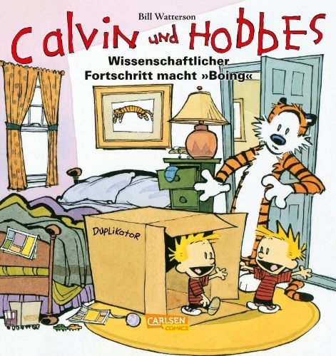 Buchcover und Innenansicht für das Buch: Calvin & Hobbes 06 - Wissenschaftlicher Fortschritt macht ,,Boing''