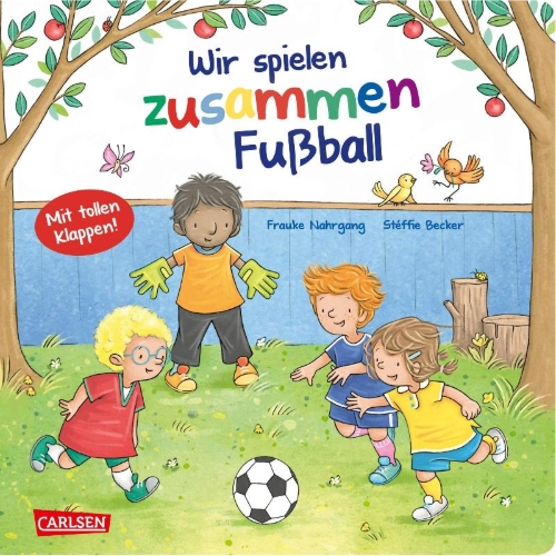 Buchcover und Innenansicht für das Buch: Wir spielen zusammen Fußball