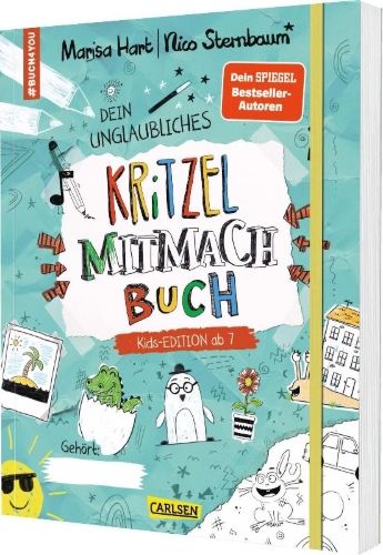 Buchcover und Innenansicht für das Buch: #buch4you: Dein unglaubliches Kritzel-Mitmach-Buch