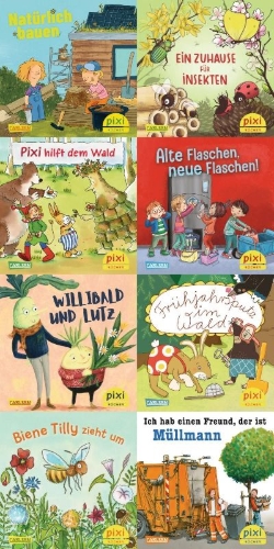 Buchcover und Innenansicht für das Buch: Pixi-8er-Set 299: Pixi setzt sich für die Umwelt ein (8x1 Exemplar)