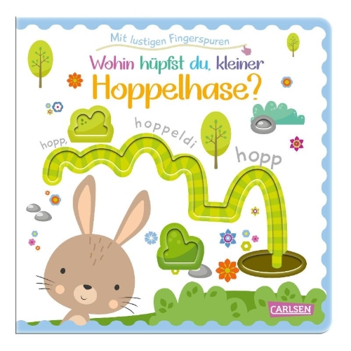 Buchcover und Innenansicht für das Buch: Wohin hüpfst du, kleiner Hoppelhase?