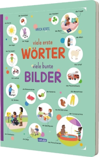 Buchcover und Innenansicht für das Buch: viele erste WÖRTER viele bunte BILDER