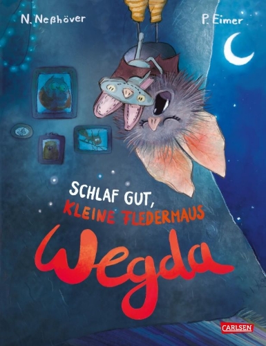 Buchcover und Innenansicht für das Buch: Die kleine Fledermaus Wegda: Schlaf gut, kleine Fledermaus Wegda!