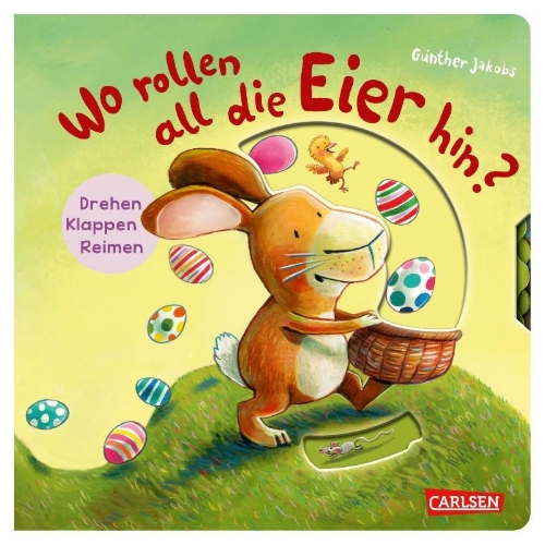 Buchcover und Innenansicht für das Buch: Wo rollen all die Eier hin?