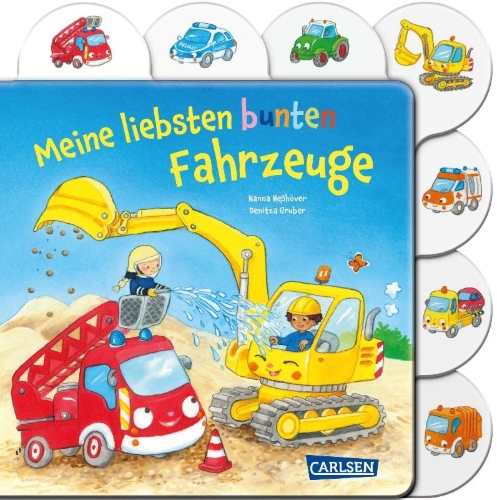 Buchcover und Innenansicht für das Buch: Meine liebsten bunten Fahrzeuge