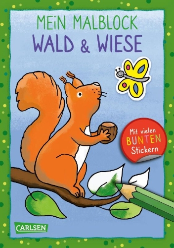Buchcover und Innenansicht für das Buch: Mein Malblock: Wald und Wiese