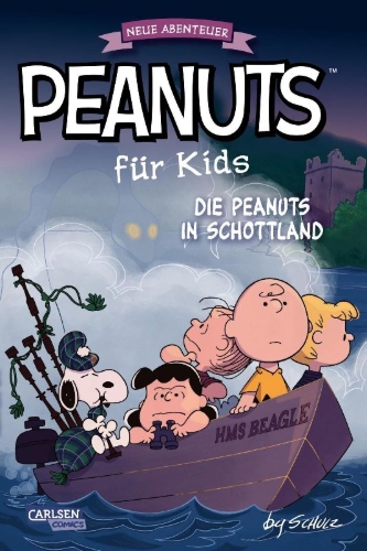 Buchcover und Innenansicht für das Buch: Peanuts für Kids - Neue Abenteuer 4: Die Peanuts in Schottland