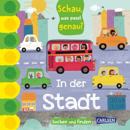 Buchcover und Innenansicht für das Buch: Schau, was passt genau? In der Stadt