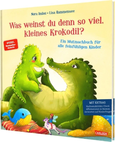Buchcover und Innenansicht für das Buch: Was weinst du denn so viel, kleines Krokodil?